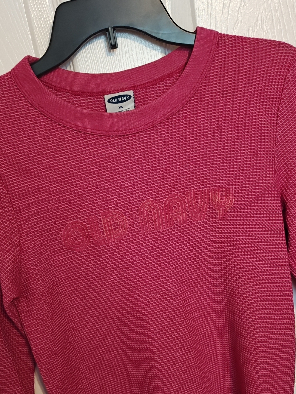 Old Navy Raspberry Pink Waffle-Knit Long Sleeve Top